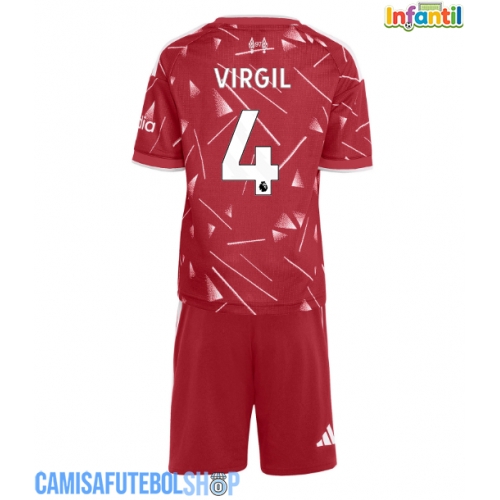 Camisa de time de futebol Liverpool Virgil van Dijk #4 Replicas 1º Equipamento Infantil 2026-27 Manga Curta (+ Calças curtas)
